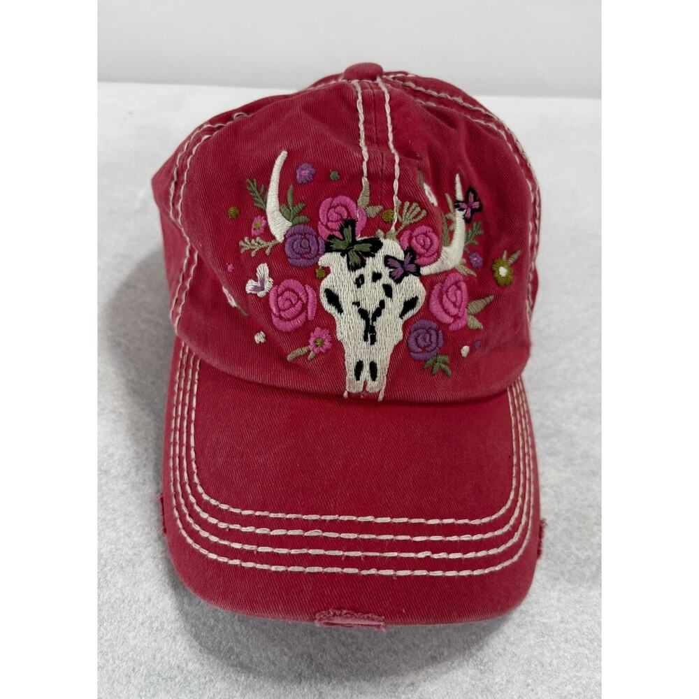 KBETHOS Vintage Cattle Skull Distressed Look 100% Cotton Strapback Hat Cap